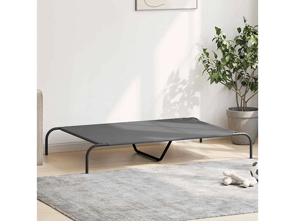 Cama para cães elevada 130x80x20cm tecido oxford e aço cinzento