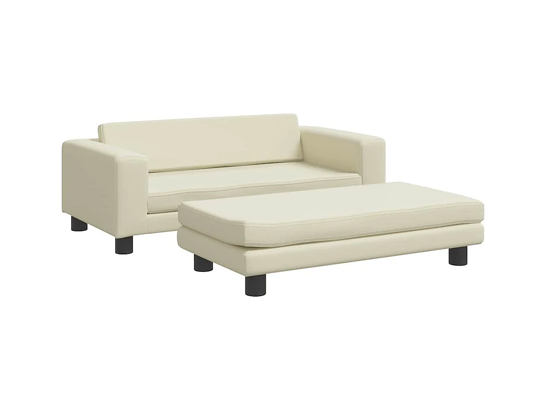 Cama de perros con extensión cuero sintético crema 100x50x30 cm