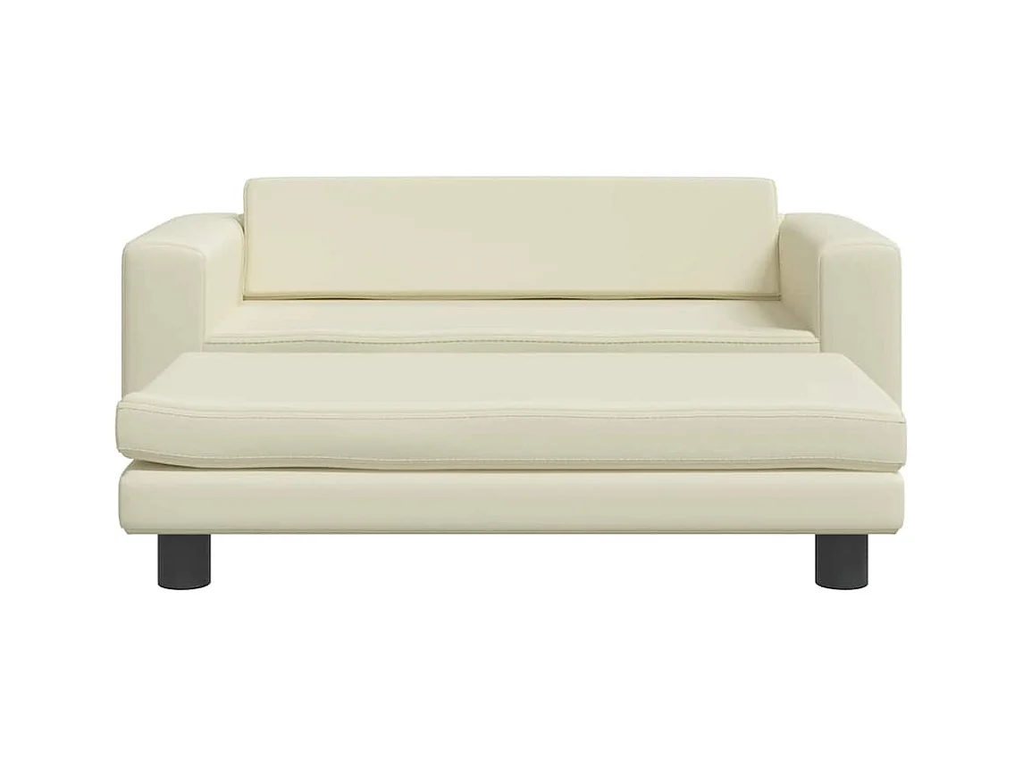 Cama de perros con extensión cuero sintético crema 100x50x30 cm