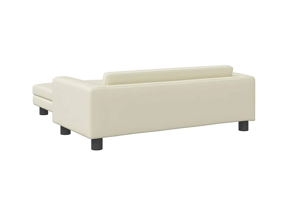 Cama de perros con extensión cuero sintético crema 100x50x30 cm