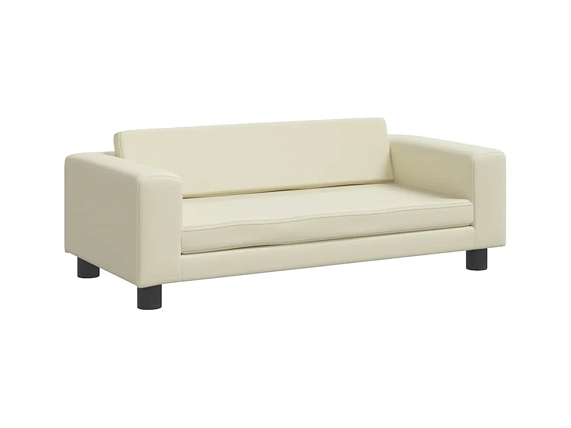 Cama de perros con extensión cuero sintético crema 100x50x30 cm