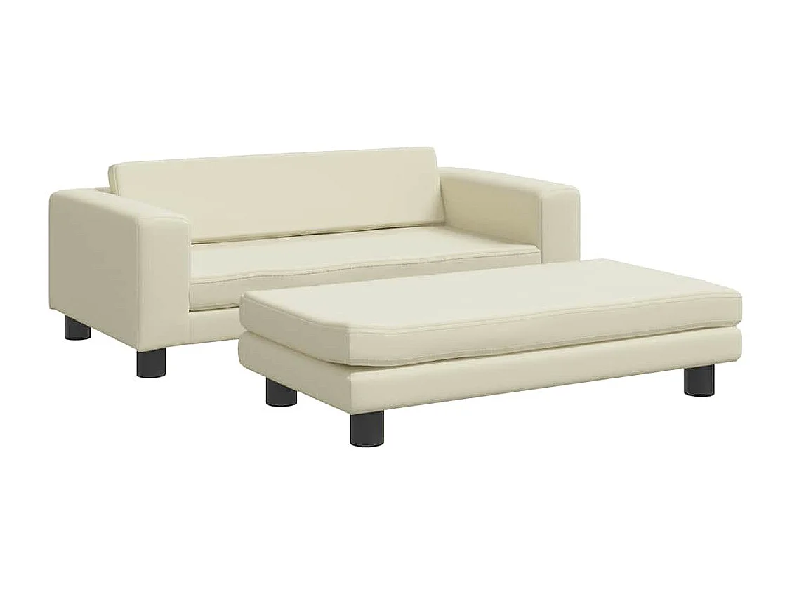 Lit pour chien avec extension crème 100x50x30 cm similicuir