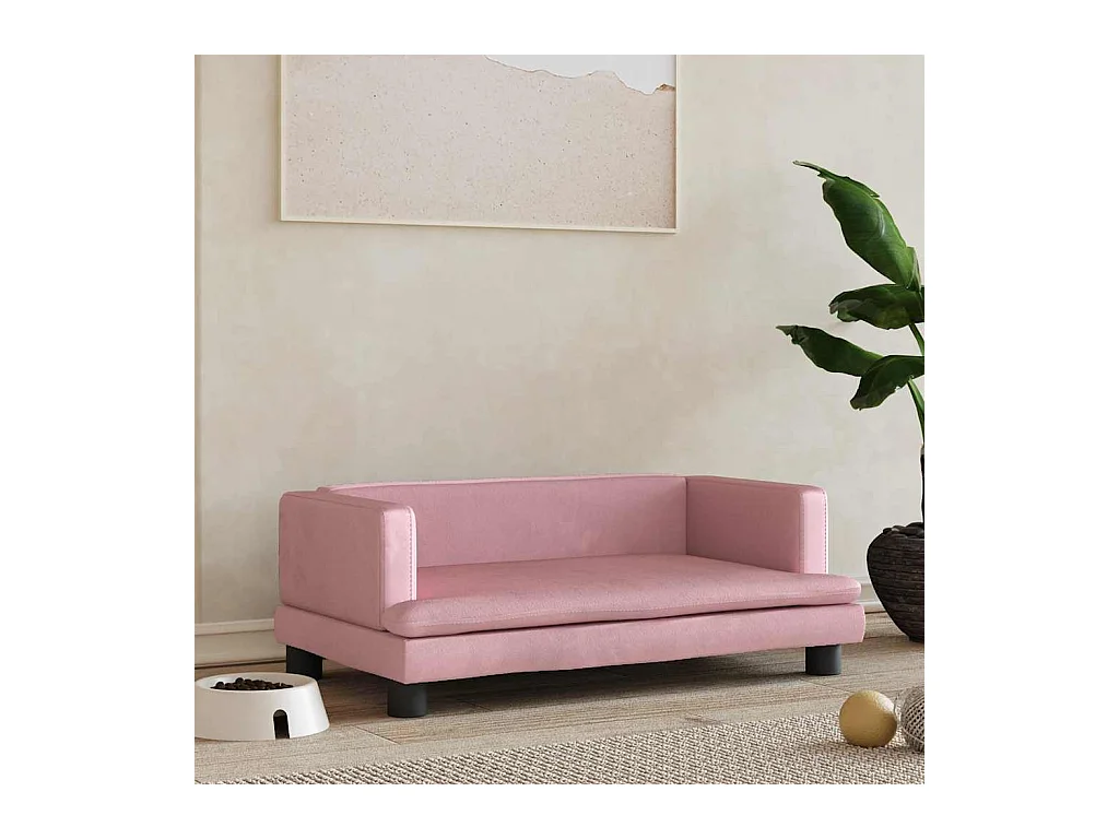 Cama para perros de terciopelo rosa 80x45x30 cm