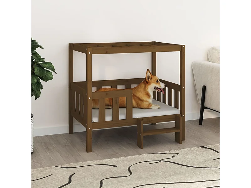Cama para cães 95,5x73,5x90 cm pinho maciço castanho mel