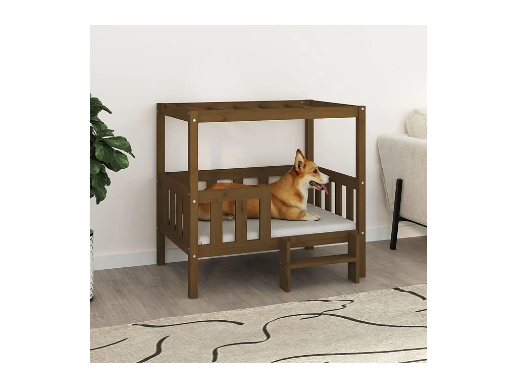 Cama para cães 95,5x73,5x90 cm pinho maciço castanho mel