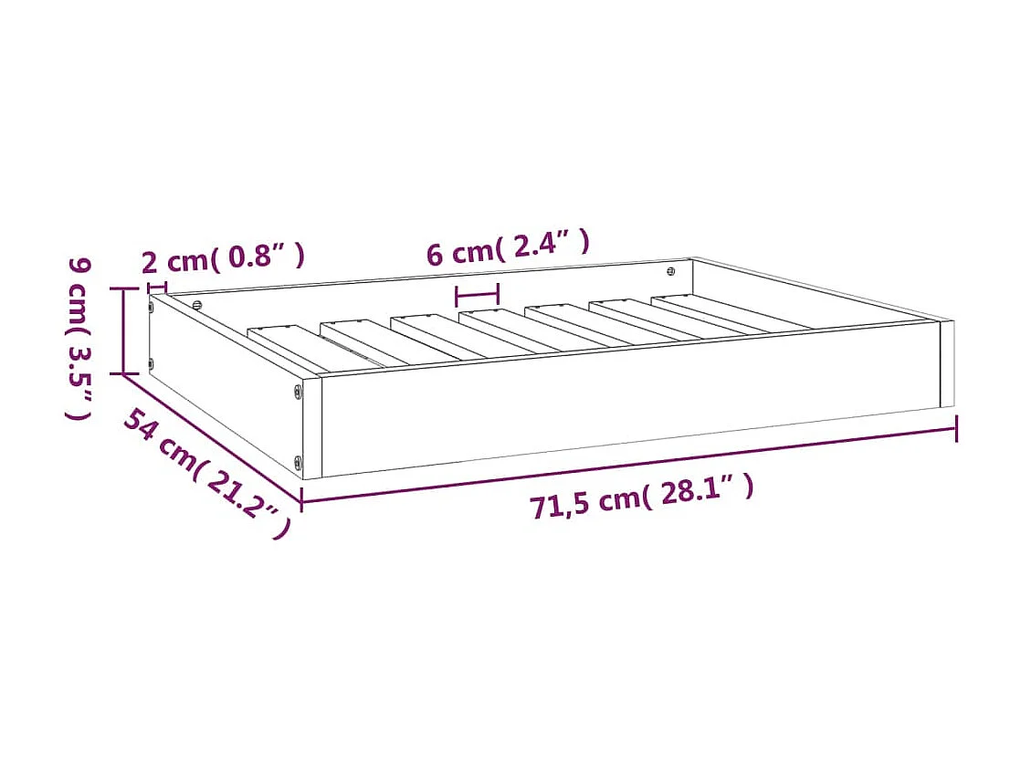 Hondenmand 71,5x54x9 cm massief grenenhout wit