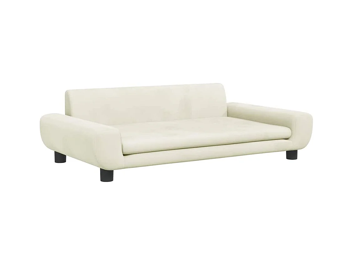 Cama para perros de terciopelo crema 100x54x33 cm
