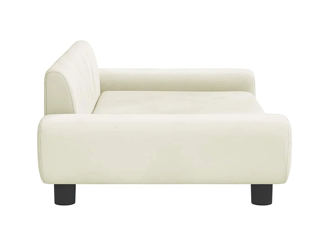 Cama para perros de terciopelo crema 100x54x33 cm