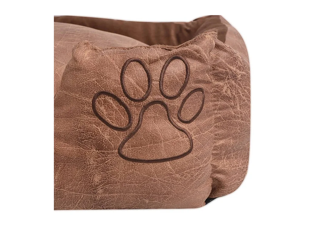 Cama para cães com almofada couro artificial PU tamanho M bege