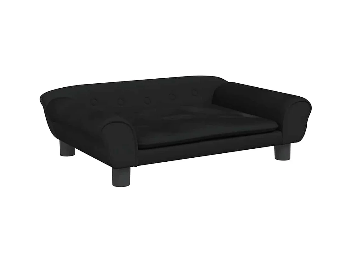 Cama para perros de terciopelo negra 70x48x22 cm