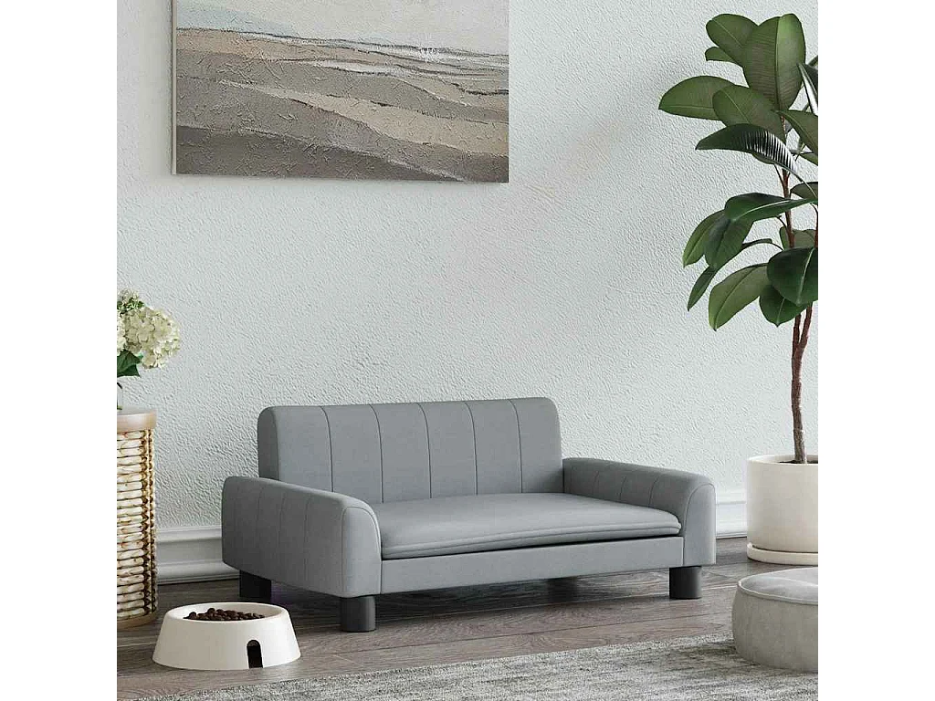 Lit pour chien gris clair 70x45x30 cm tissu