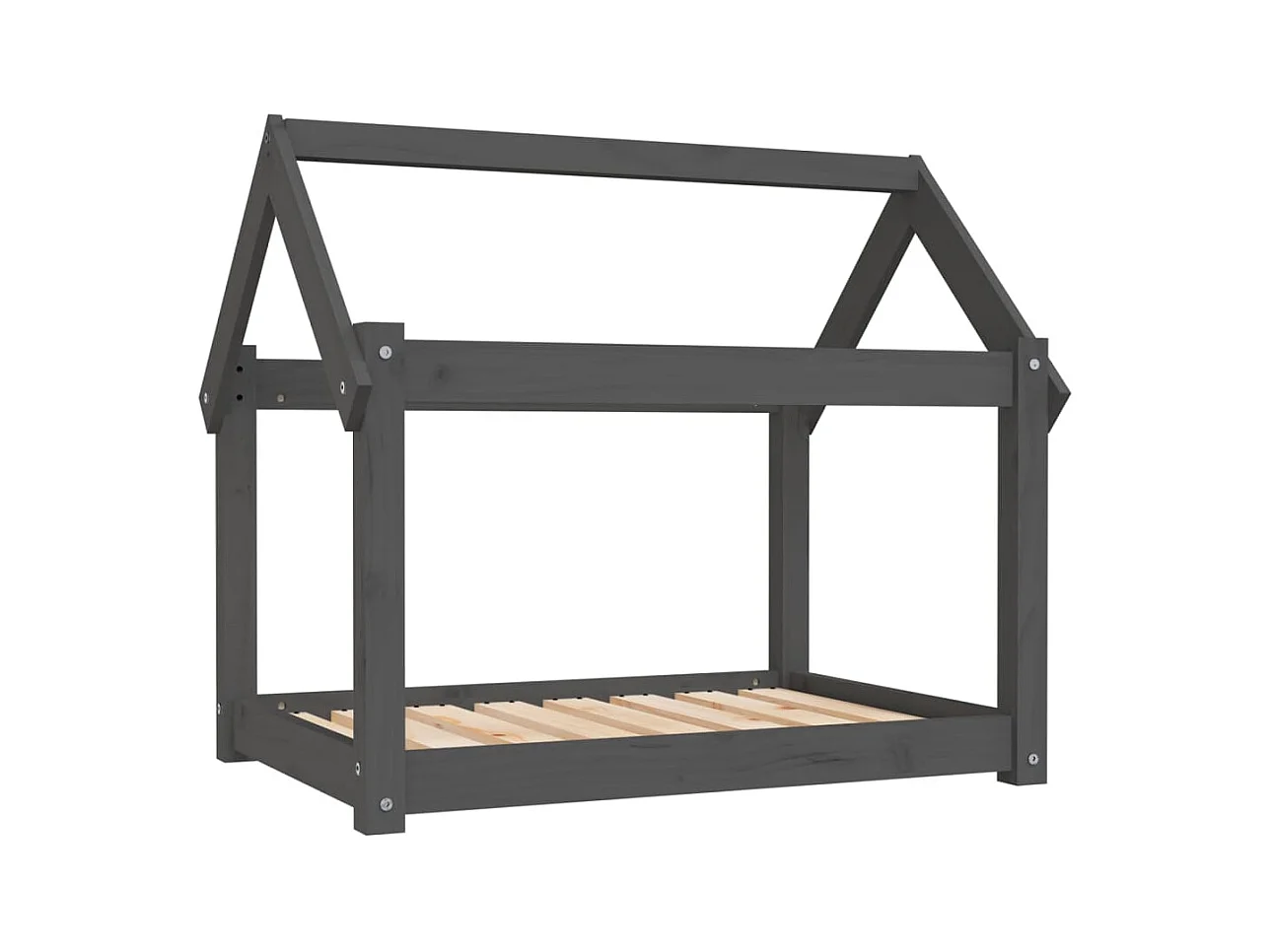 Cama para cães 81x60x70 cm madeira de pinho maciça cinza