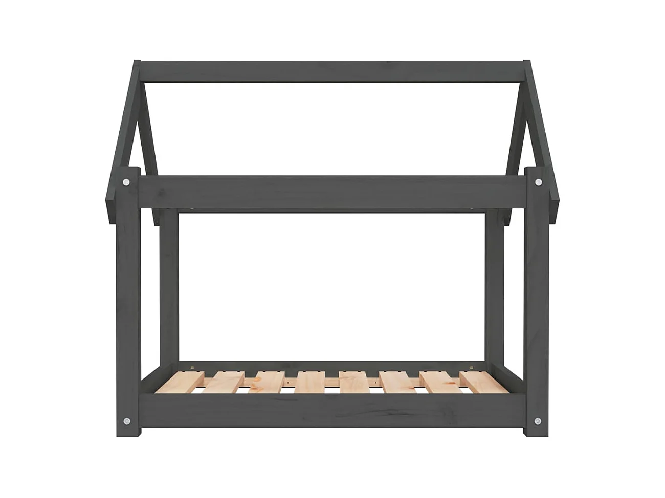 Cama para cães 81x60x70 cm madeira de pinho maciça cinza