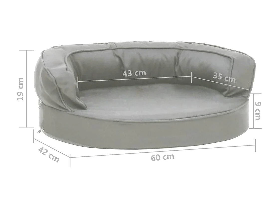 Matelas de lit ergonomique de chien 60x42 cm Aspect de lin Gris