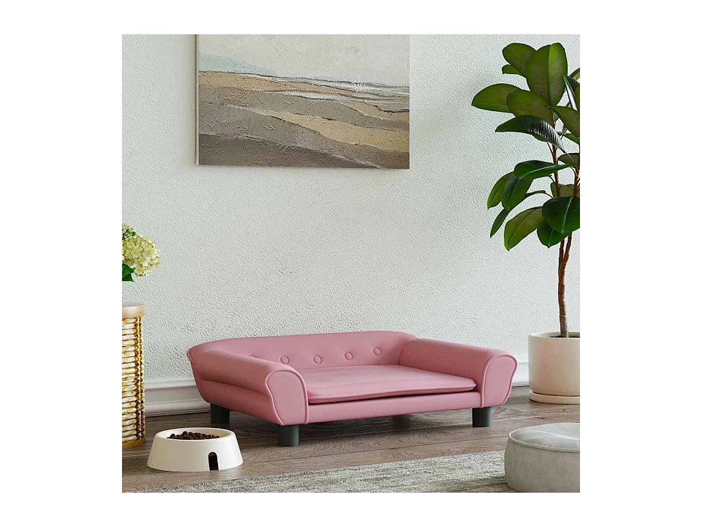 Cama para perros de terciopelo rosa 70x48x22 cm