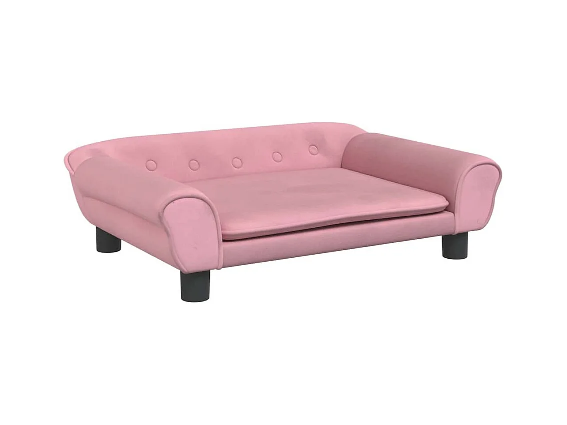 Cama para perros de terciopelo rosa 70x48x22 cm