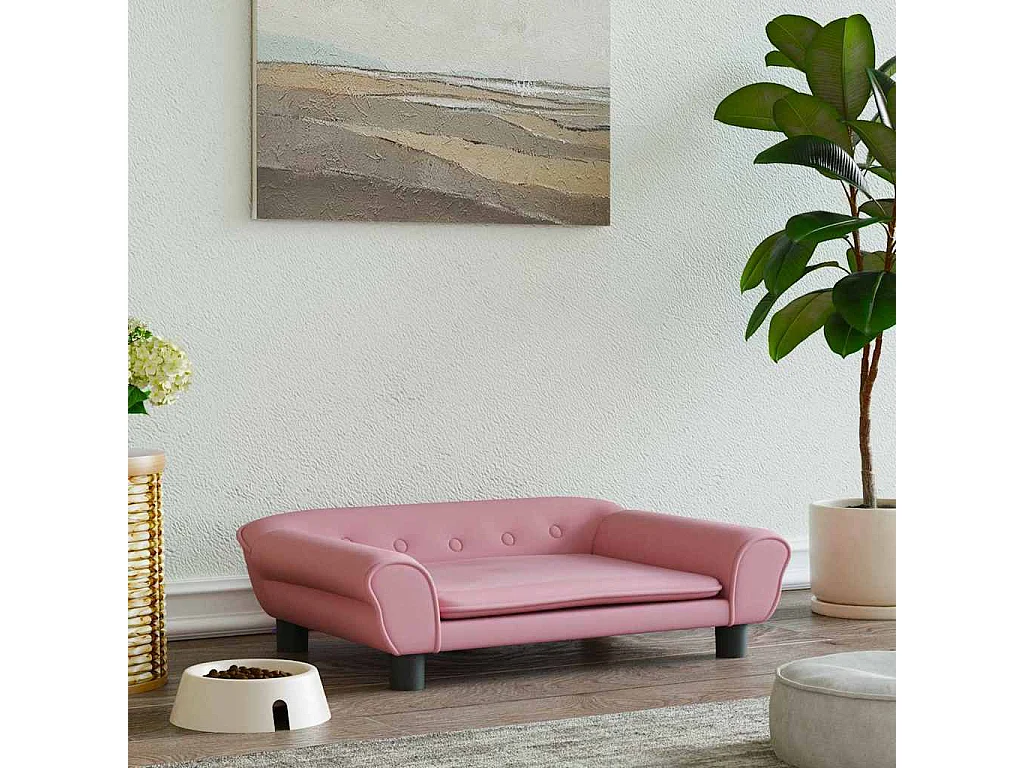 Lit pour chien rose 70x48x22 cm velours