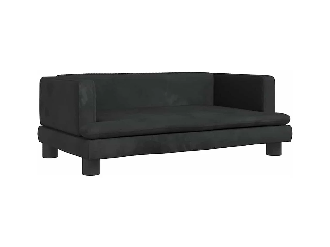 Cama para perros de terciopelo negro 80x45x30 cm