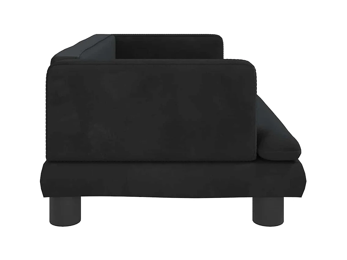 Cama para perros de terciopelo negro 80x45x30 cm