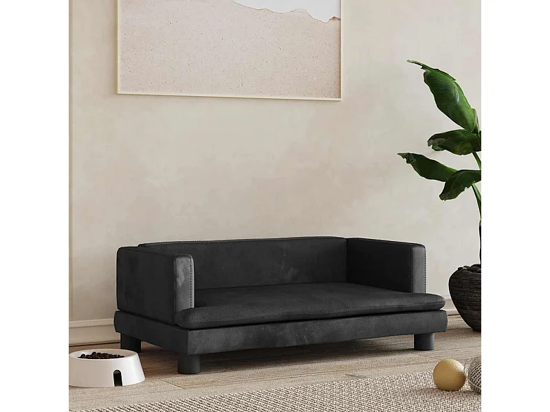 Lit pour chien noir 80x45x30 cm velours