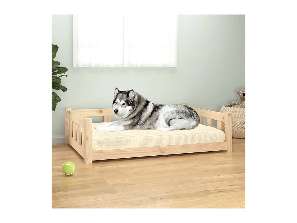 Cama para perros madera maciza de pino 105,5x75,5x28 cm