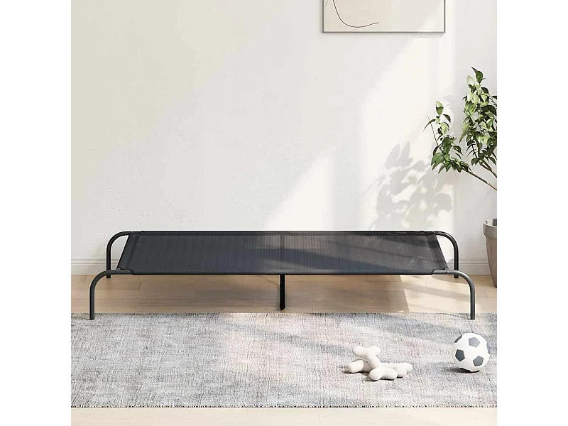Cama para cães elevada 150x90x20 cm Textilene e aço preto
