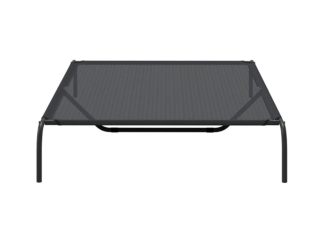 Lit surélevé pour chien noir 150x90x20 cm textilène et acier