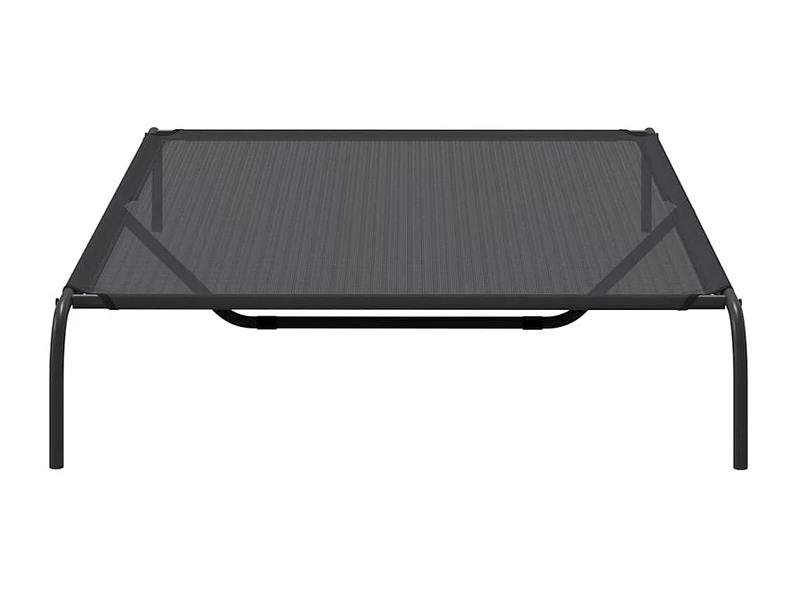 Cama elevada para perros  negra 150x90x20 cm textilene y acero