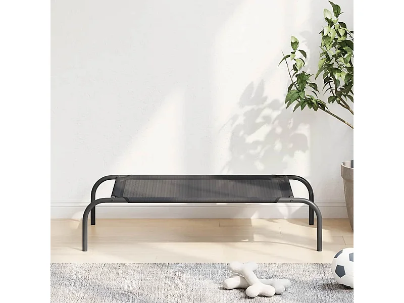 Cama para cães elevada preto S textilene