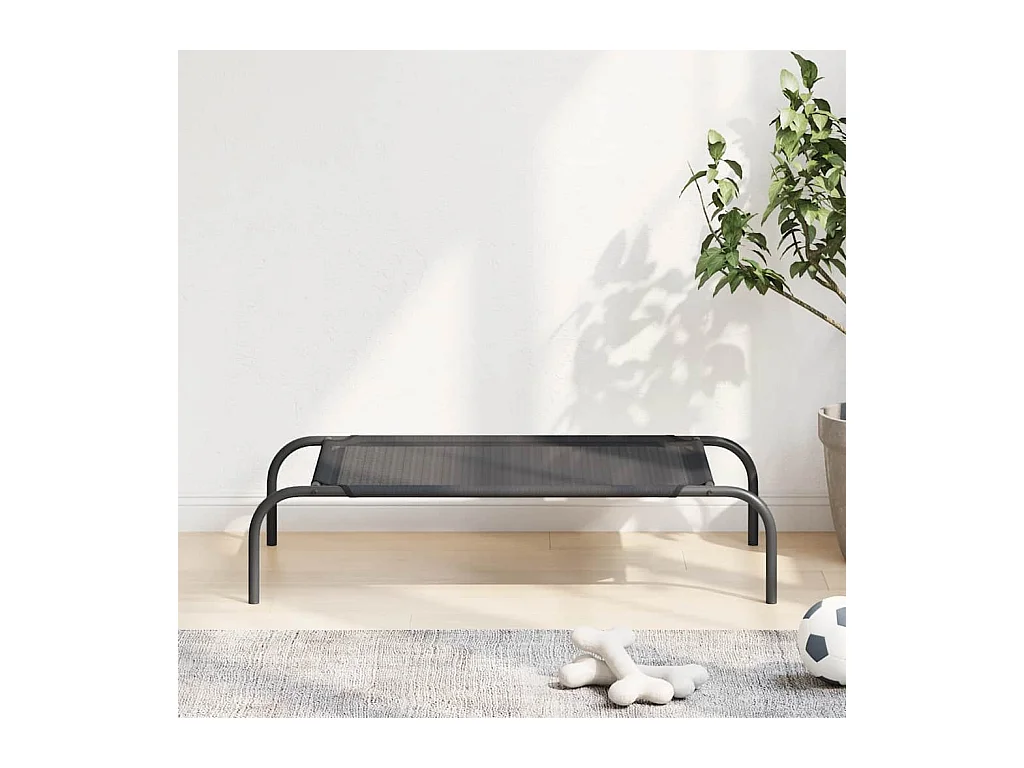 Lit surélevé pour chien Noir S Textilène