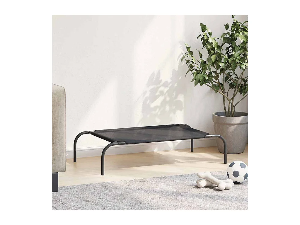 Lit surélevé pour chien Noir S Textilène