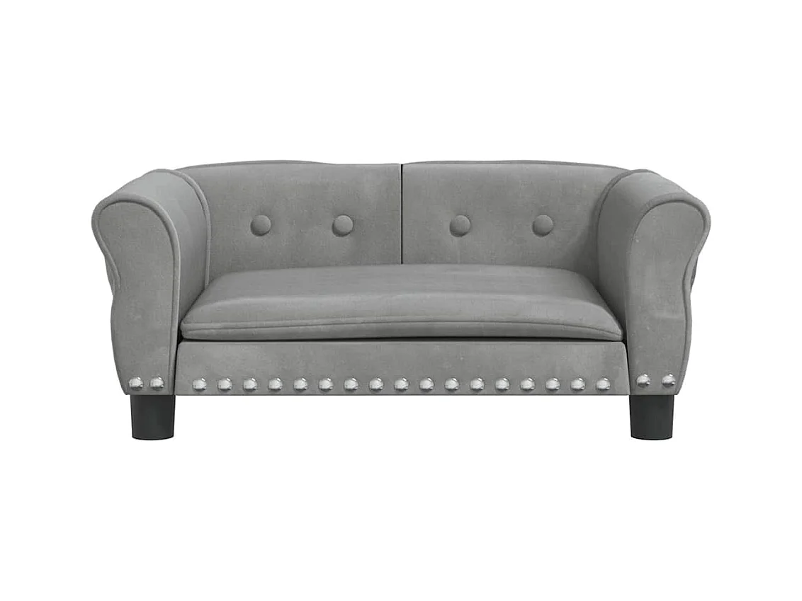Cama para cães 70x45x30 cm veludo cinzento-claro