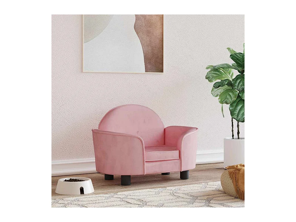 Cama para perros de terciopelo rosa 66x40x45 cm