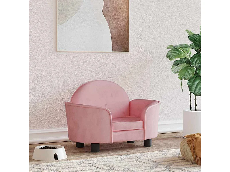 Cama para perros de terciopelo rosa 66x40x45 cm