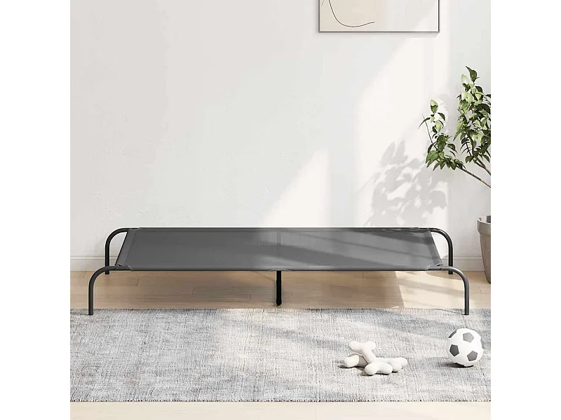 Cama elevada para perros gris 150x90x20 cm textilene y acero