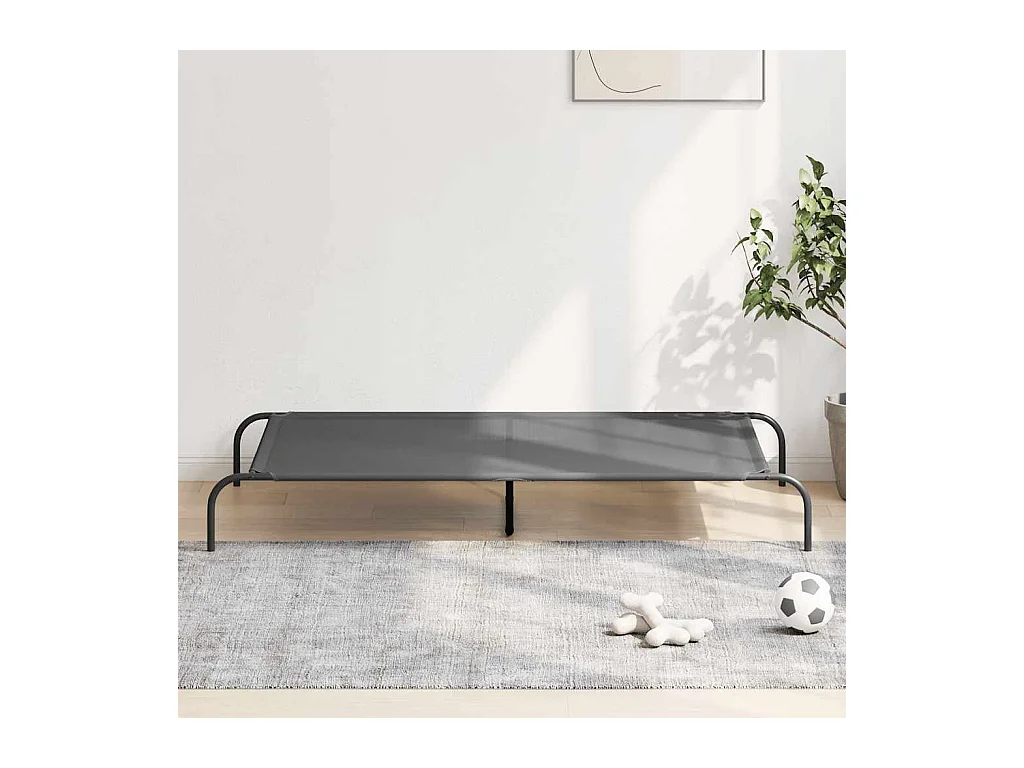 Cama elevada para perros gris 150x90x20 cm textilene y acero