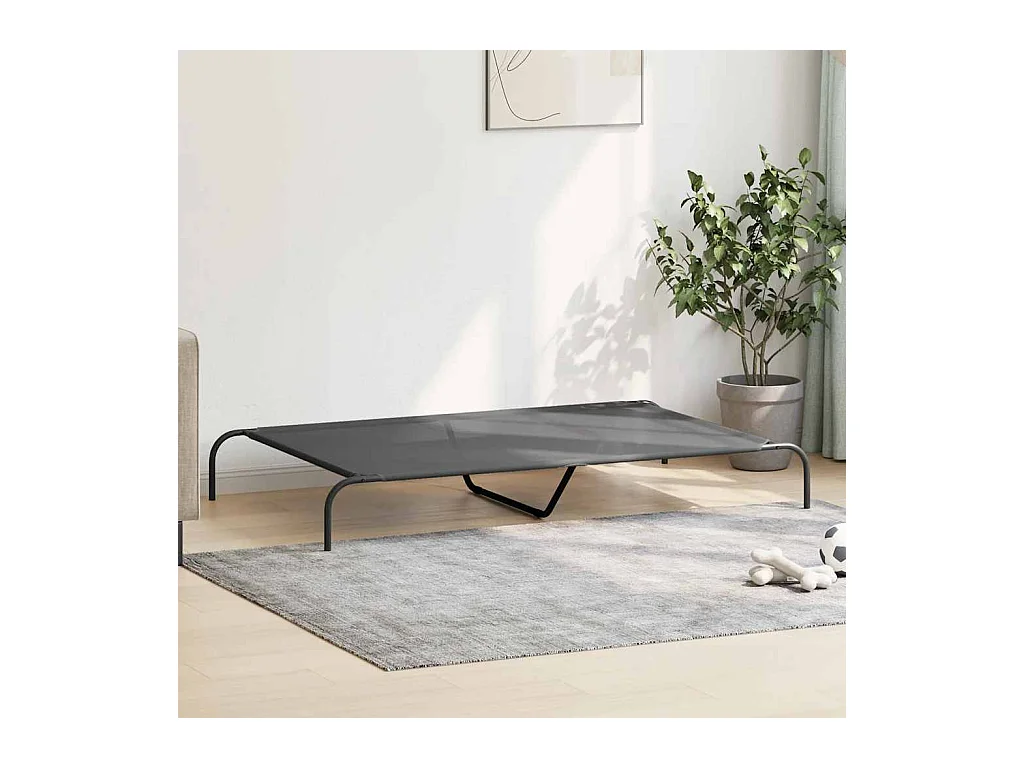 Cama elevada para perros gris 150x90x20 cm textilene y acero