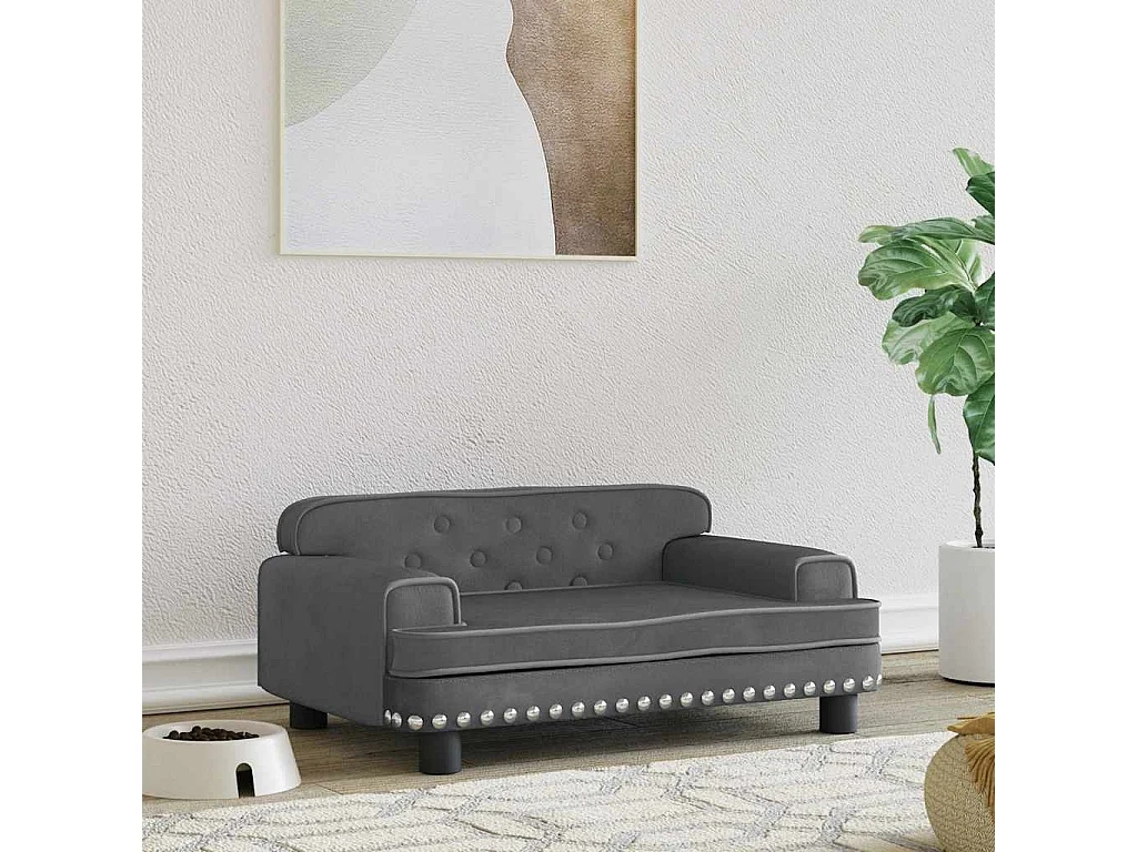 Cama para cães 70x45x30 cm veludo cinzento-escuro