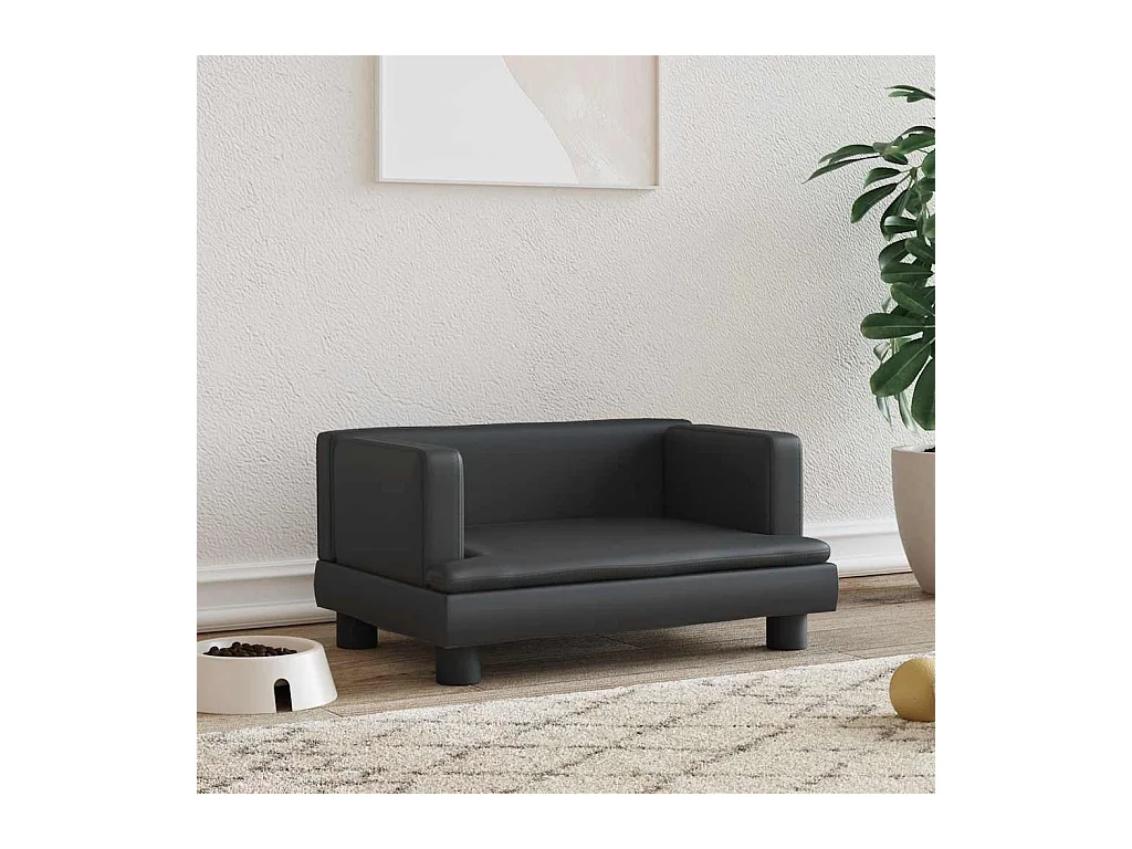 Cama para cães 60x40x30 cm couro artificial preto