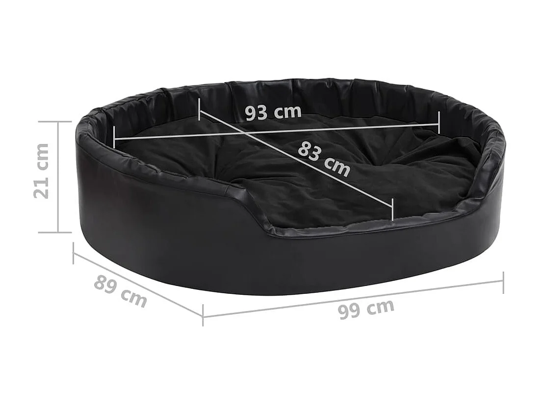 Lit pour chiens Noir 99x89x21 cm Peluche et similicuir