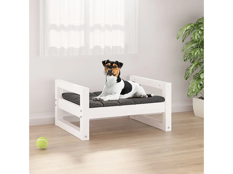 Cama para perros madera maciza de pino blanco 55,5x45,5x28 cm