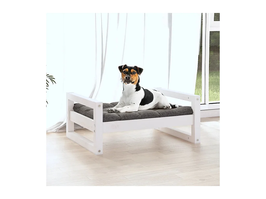 Cama para perros madera maciza de pino blanco 55,5x45,5x28 cm