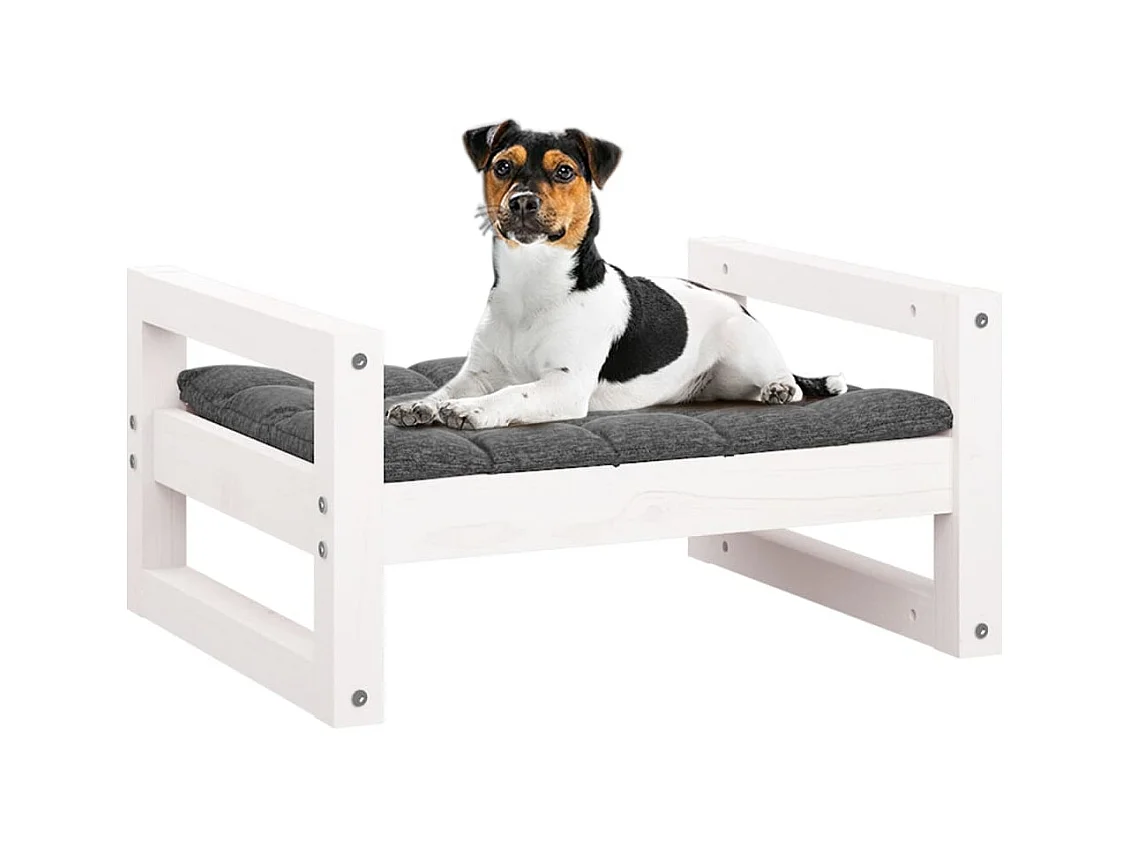 Cama para perros madera maciza de pino blanco 55,5x45,5x28 cm
