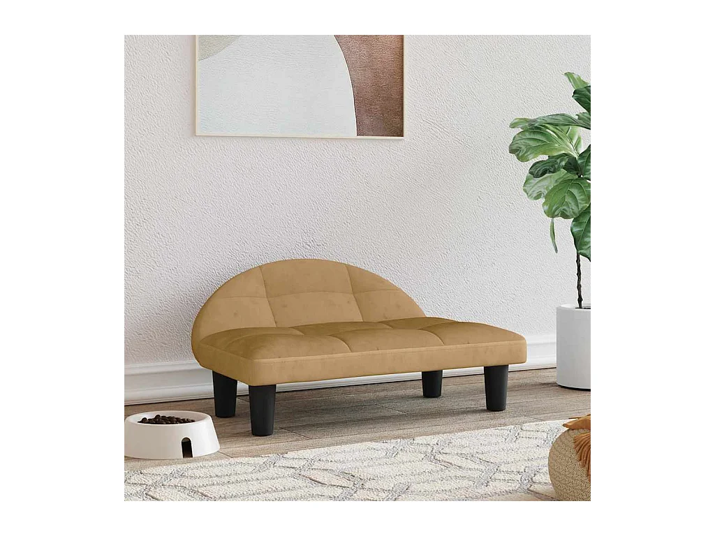 Cama para perros de terciopelo marrón 70x52x30 cm