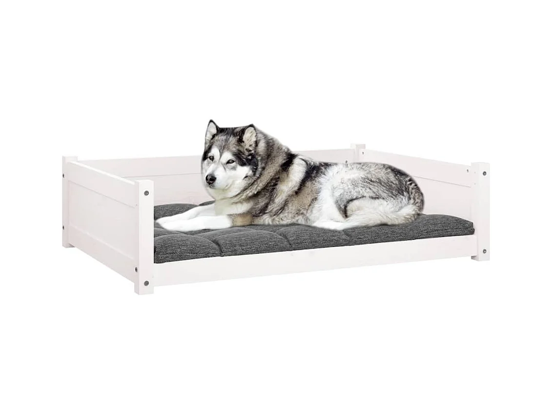 Cama para perros madera maciza de pino blanco 105,5x75,5x28 cm