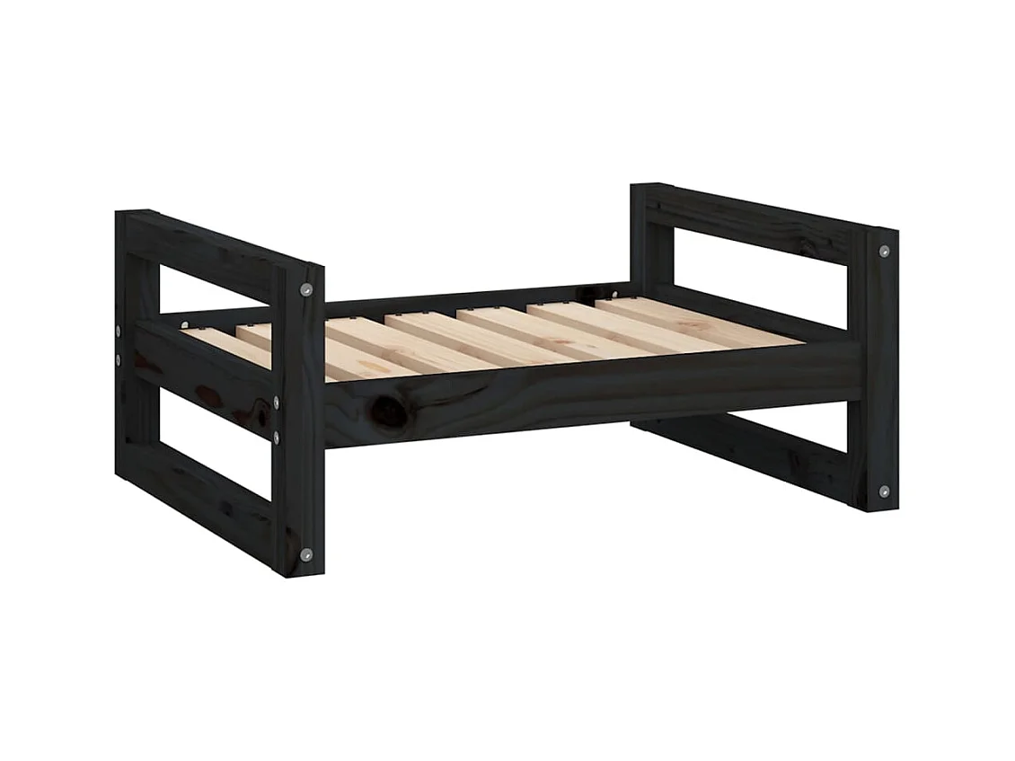 Cama para perros madera maciza de pino negro 65,5x50,5x28 cm