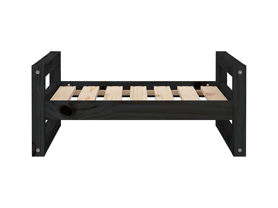 Cama para perros madera maciza de pino negro 65,5x50,5x28 cm