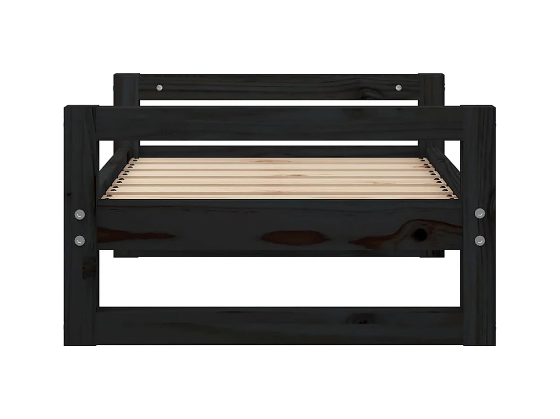 Cama para perros madera maciza de pino negro 65,5x50,5x28 cm