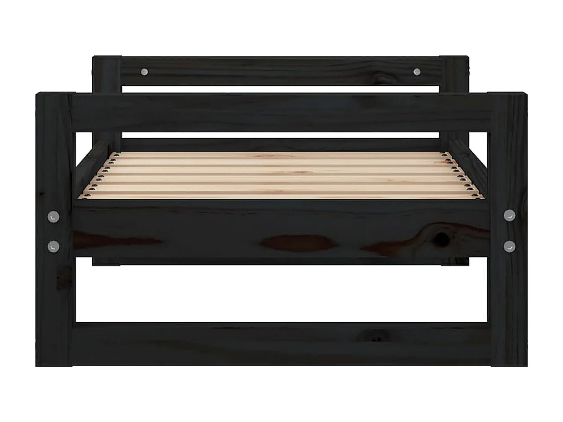 Lit pour chien Noir 65,5x50,5x28 cm Bois de pin solide