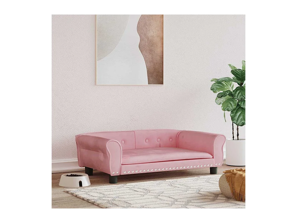 Cama para perros de terciopelo rosa 95x55x30 cm